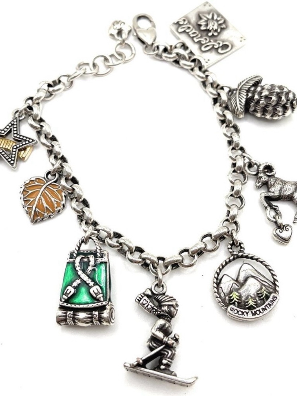 Brighton Silver Tone Colorado Charm Bracelet